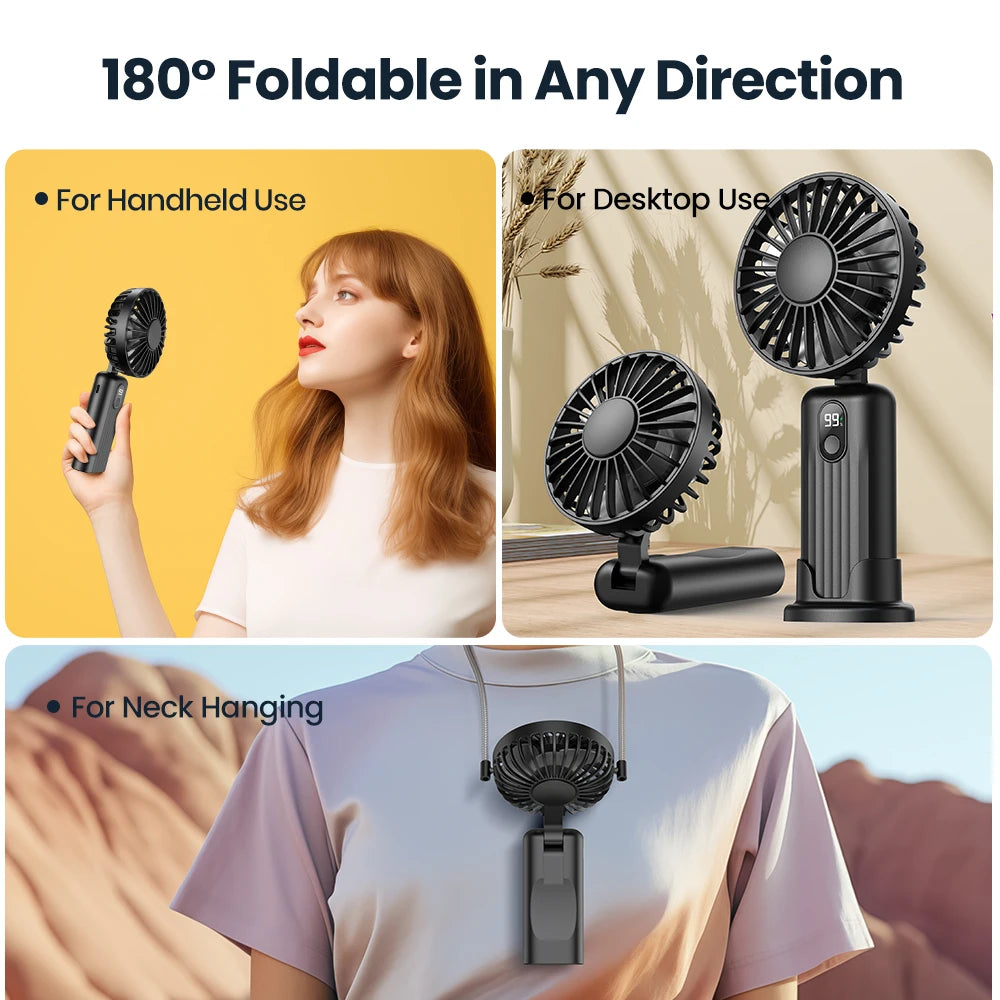 TOPK 5000mAh Portable Hand Held Fan,[7-24H of Working Time]Whisper-Quiet&Portable Design Superior Quality Mini Handheld Neck Fan
