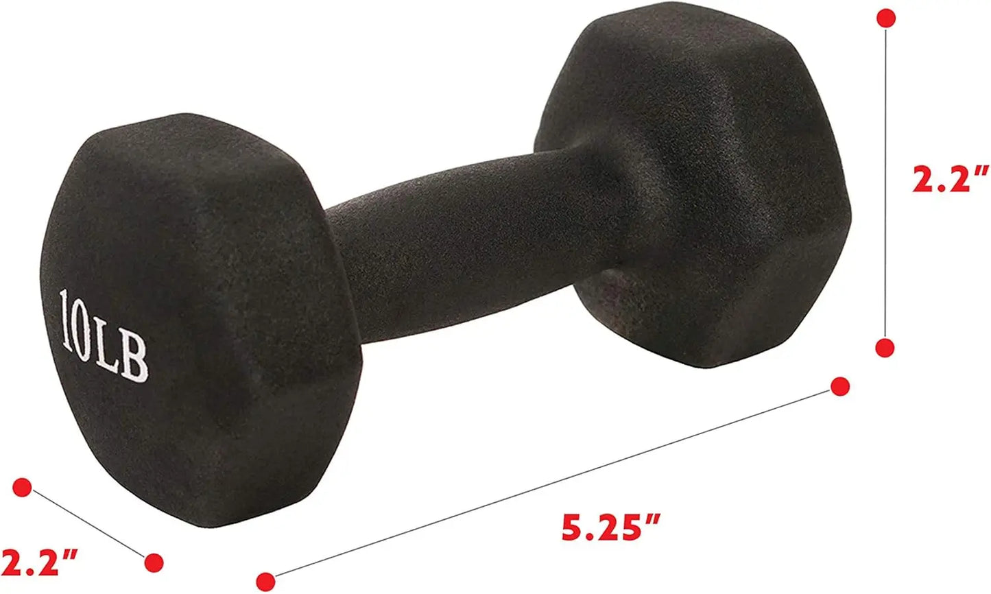 Non-Slip Hex Dumbbells for Home Gym, Full Body Workout, Weight Loss - Available in 2LB, 5LB, 8LB, 10LB Pairs