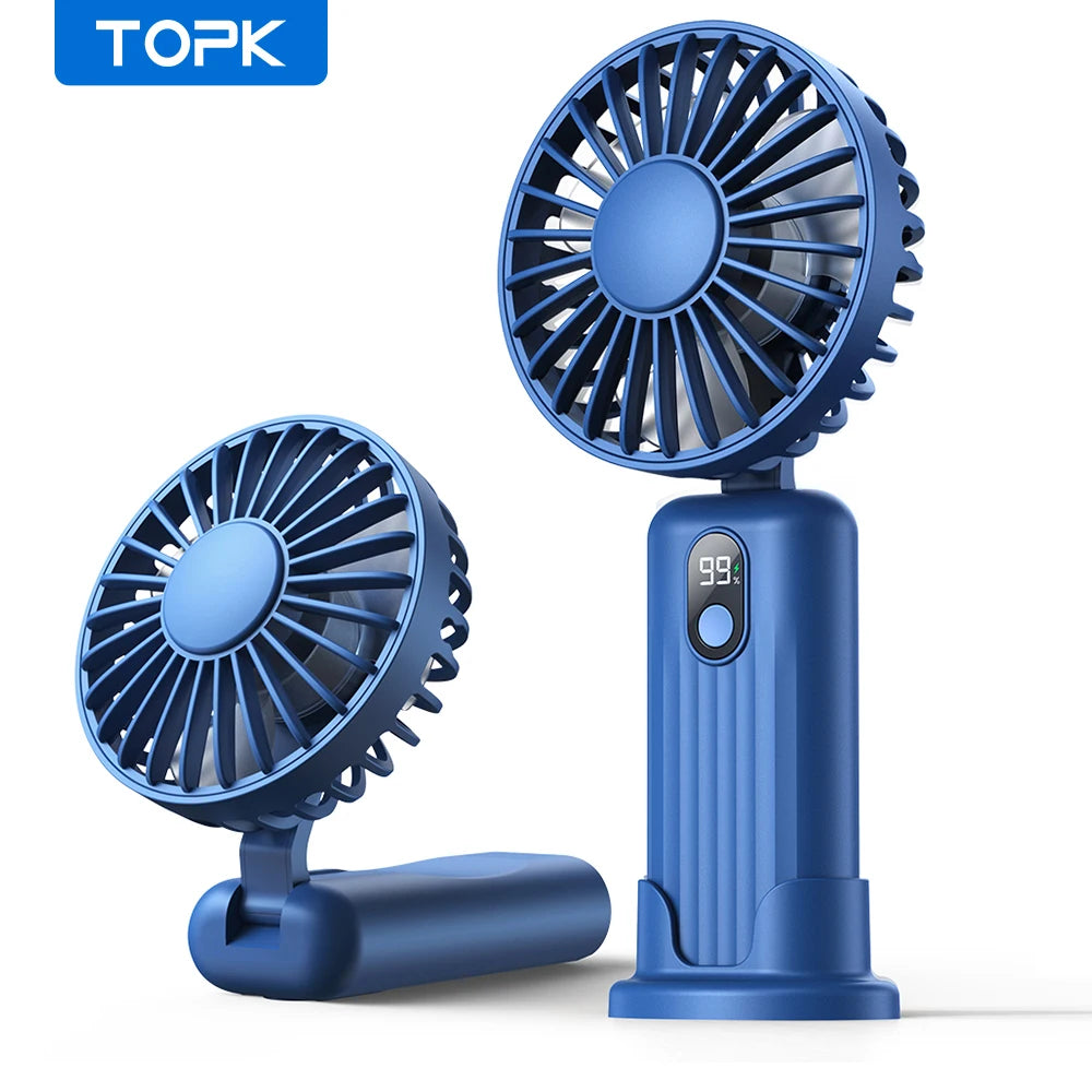 TOPK 5000mAh Portable Hand Held Fan,[7-24H of Working Time]Whisper-Quiet&Portable Design Superior Quality Mini Handheld Neck Fan