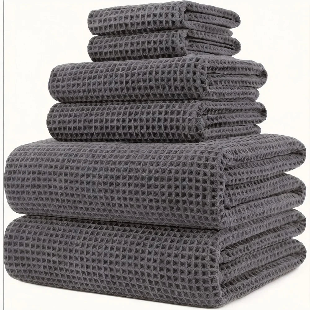Quick-Dry Soft Bath Towel Set – 6-Piece Textured, Lightweight & Breathable Towels for Bath, Spa, Gym & Home Use | Highly Absorbe