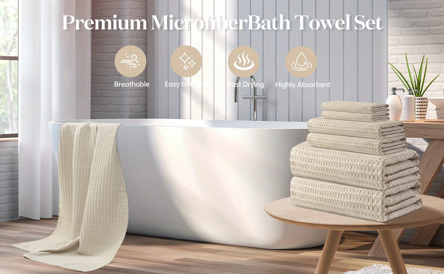 Quick-Dry Soft Bath Towel Set – 6-Piece Textured, Lightweight & Breathable Towels for Bath, Spa, Gym & Home Use | Highly Absorbe