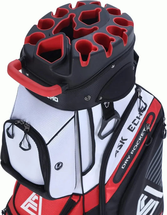 Bestseller14-Way Golf Cart Bag with Quiet Club Lock, Extra Storage, Rain Cover & Durable Design for Men