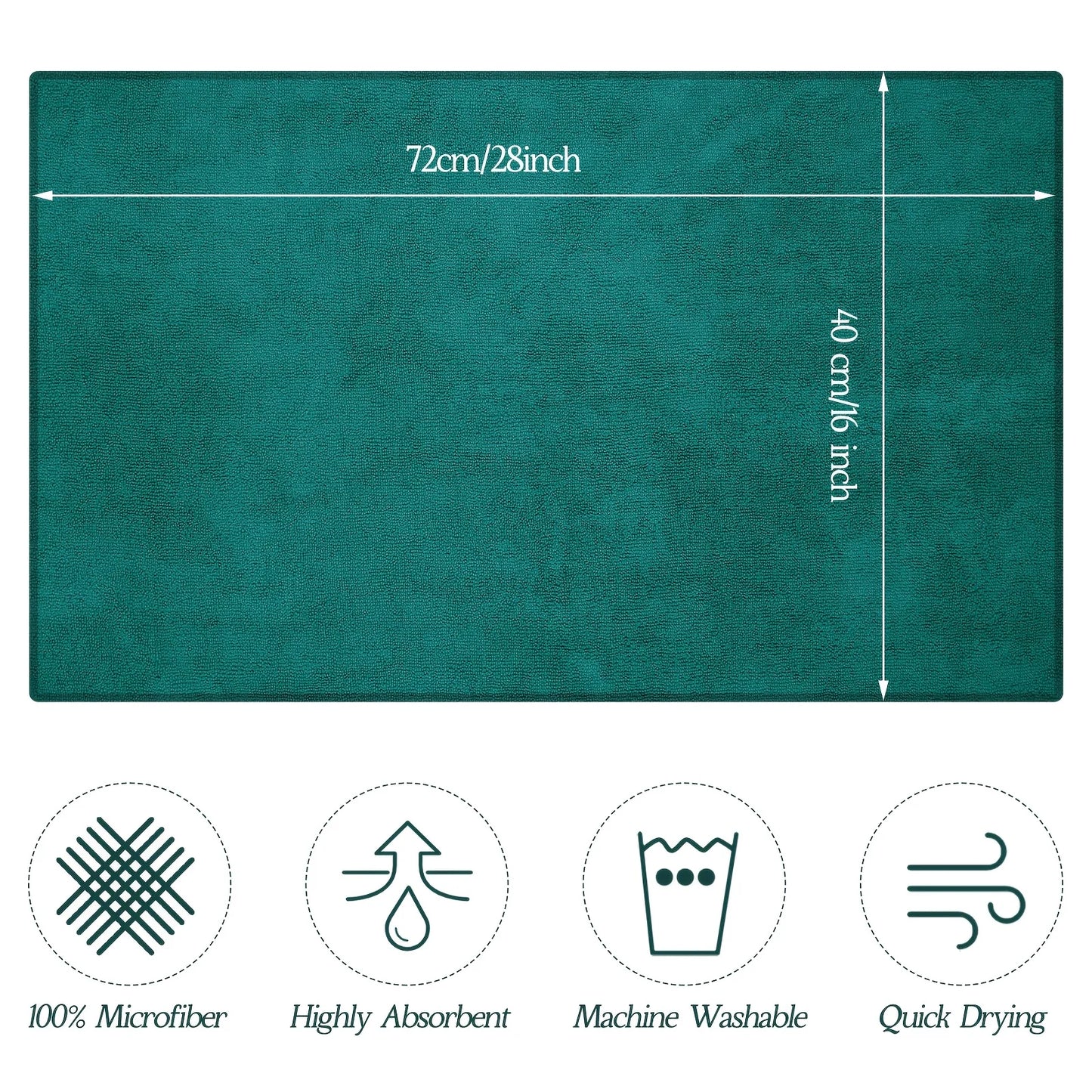 Dark Green Bleach-Resistant Microfiber Salon Towels (36 pcs, 16×28 in) — Highly Absorbent, Soft & Durable for Gym, Spa, Shaving,