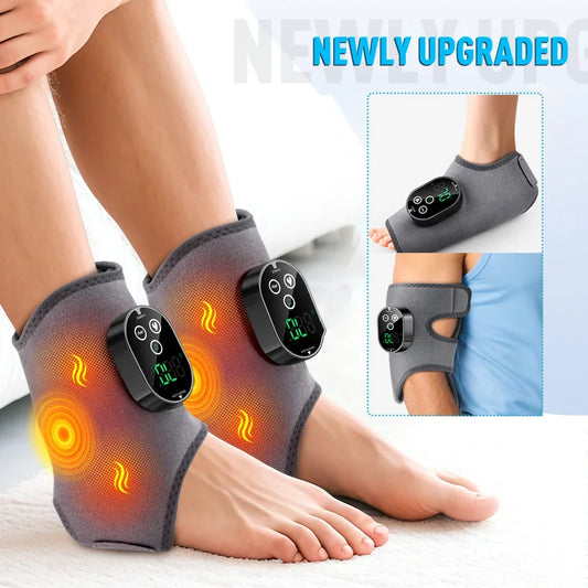 3-in-1 Cordless Heated Ankle Massager with Extension Strap, for Right Left Foot,Electric Massage Vibrating Sole Wrap,Joint Relax