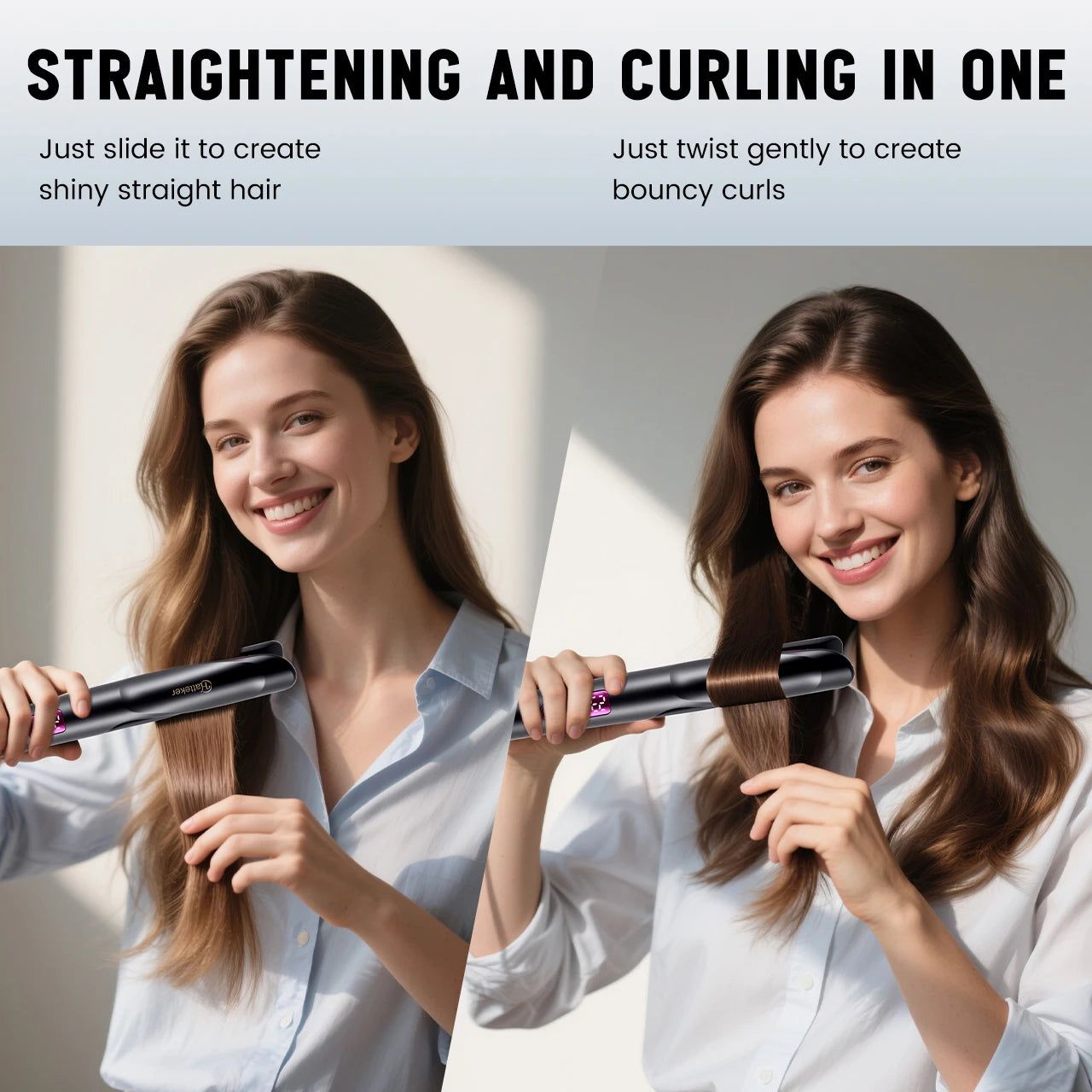 Haetteker Twisted Straightener Curler Multi-Function Two-In-One Hair Styling Tool Straightening Hair Clamp