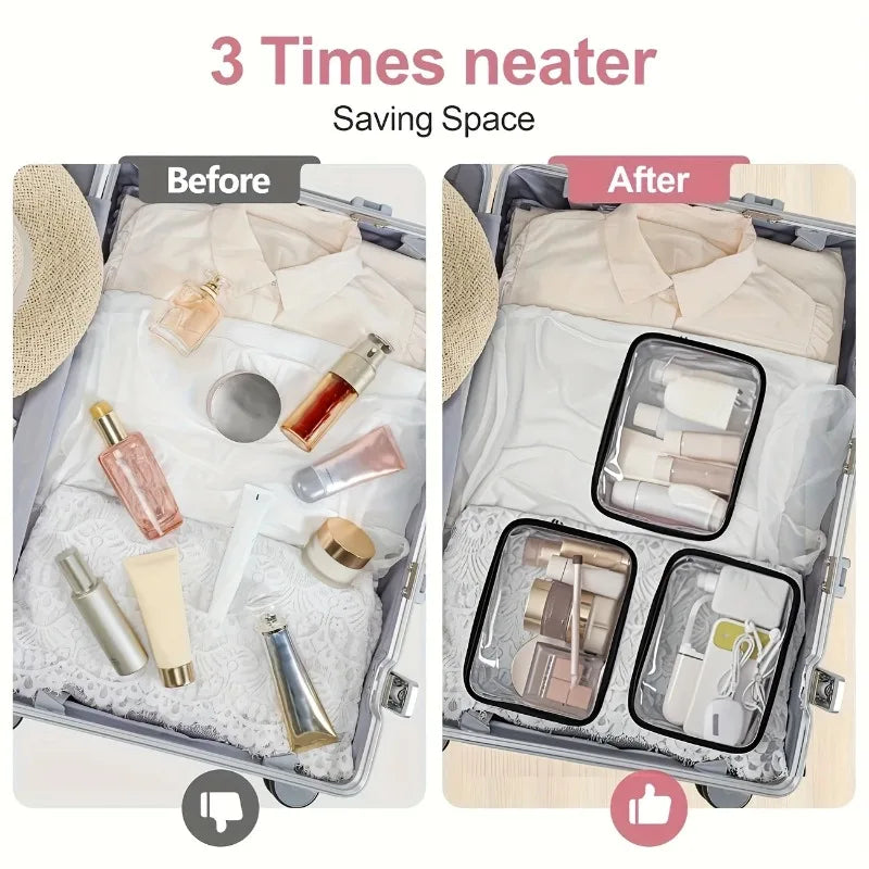 Large-capacity Travel Storage Bag Portable Cosmetic Bag Transparent Zipper Cosmetiquera Para Maquillaje Storage Bag