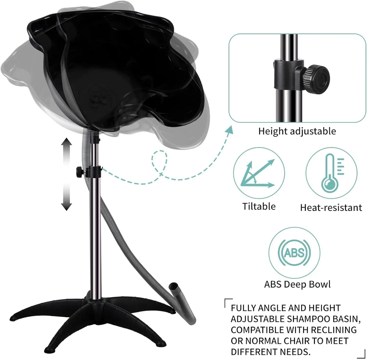Adjustable angle and height washbasin, made of ABS high-temperature resistant material, strong and durable deep bowl
