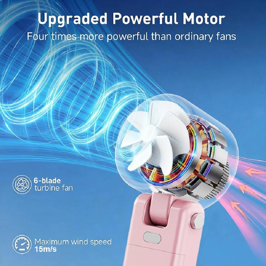 Mini Handheld Turbo Cooling Fan High-speed Cold Air SB Rechargeable Cold Compress Fan Foldable Portables Desktop Fan