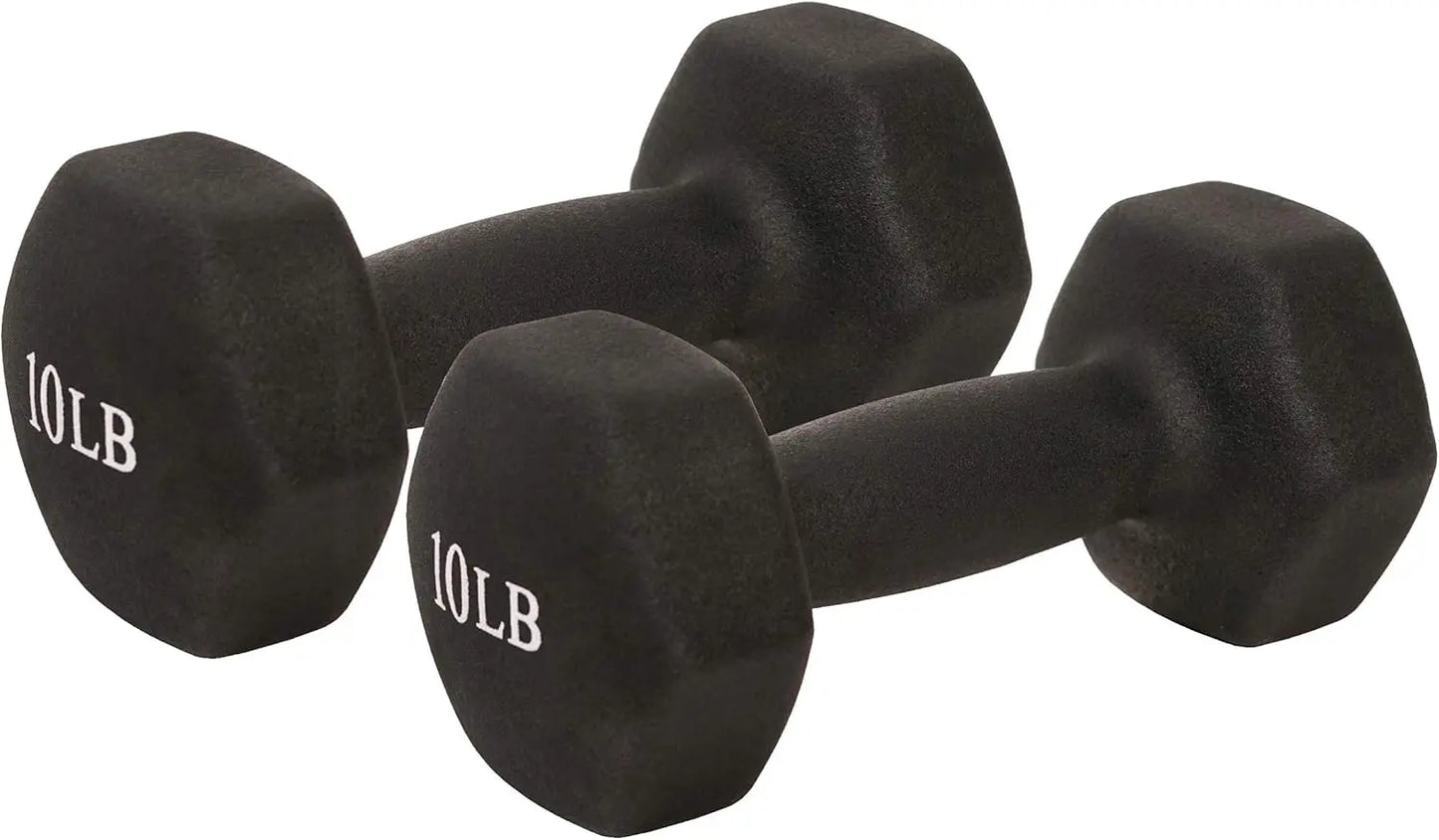 Non-Slip Hex Dumbbells for Home Gym, Full Body Workout, Weight Loss - Available in 2LB, 5LB, 8LB, 10LB Pairs