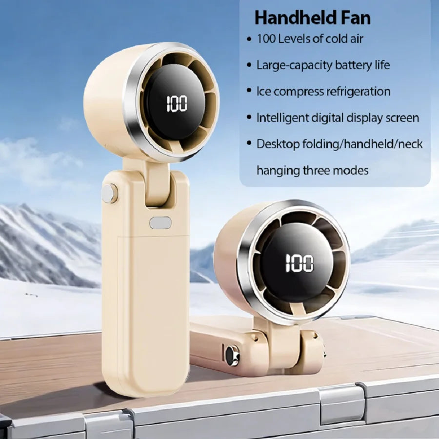 Portable handheld fan, 5 wind speed settings, 5000mAh long battery life, USB rechargeable fan, a top choice for holiday gifts