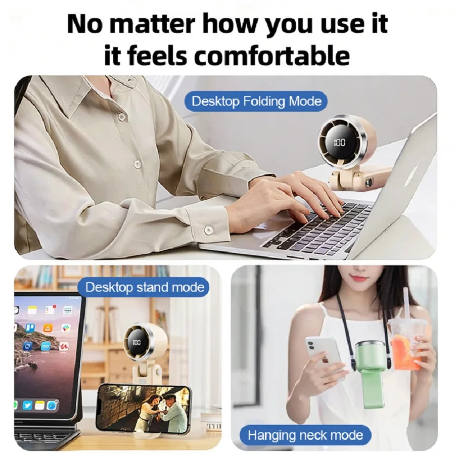 Mini Handheld Turbo Cooling Fan High-speed Cold Air SB Rechargeable Cold Compress Fan Foldable Portables Desktop Fan