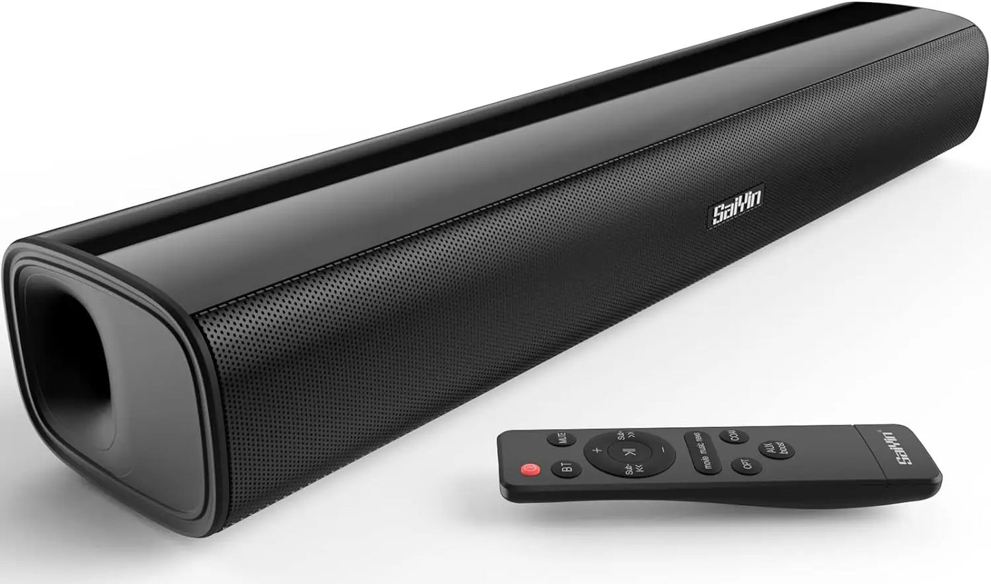 Saiyin Sound Bars for Tv, 40 Watt Small Tv Sound Bars, Surround Sound System Tv Sound Bors, with Bluetooth/Fiber Optic/Aux Connection, Suitable for Pc/Game/ Projector, 17inch