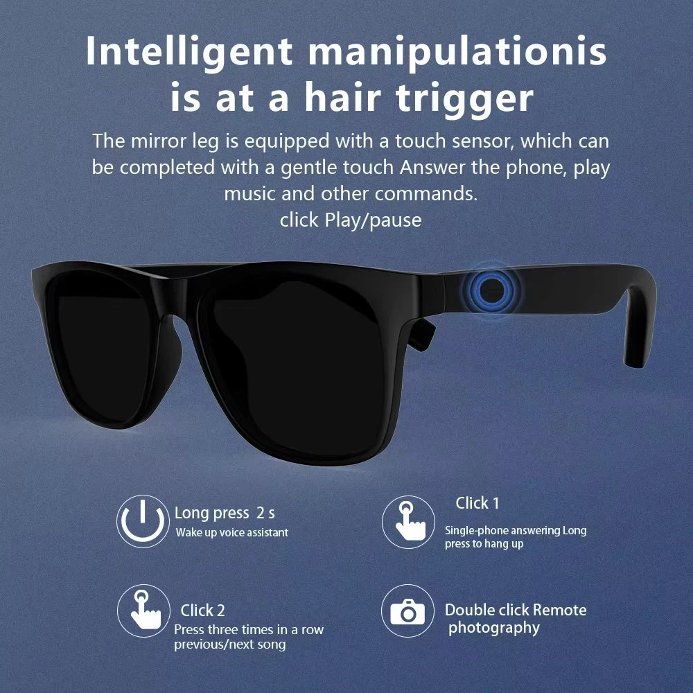 Lenovo Remote Control Touch Smart AI Glasses 8K HD Camera Recording Translator Voice Assistant Music Bluetooth5.4 Men Sunglasses