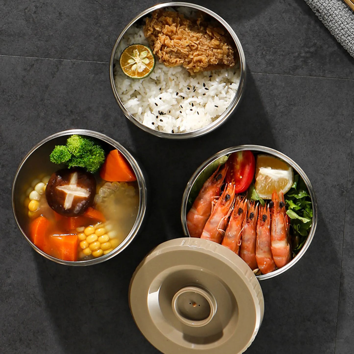 3 Layer Vacuum Insulated Barrel 2000ml 304 Stainless Steel Vacuum Insulation Lunch Box Portable 3 Layer Vacuum Insulated Barrel