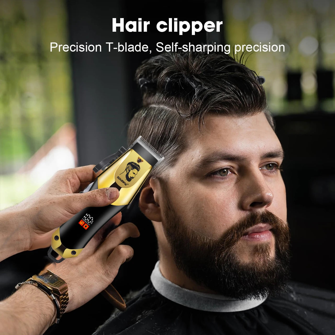 Solimpia Professional Hair Clipper 3-piece Set for Men Rechargeable Cordless Barber Clippers for Wet/Dry Hair Cutting