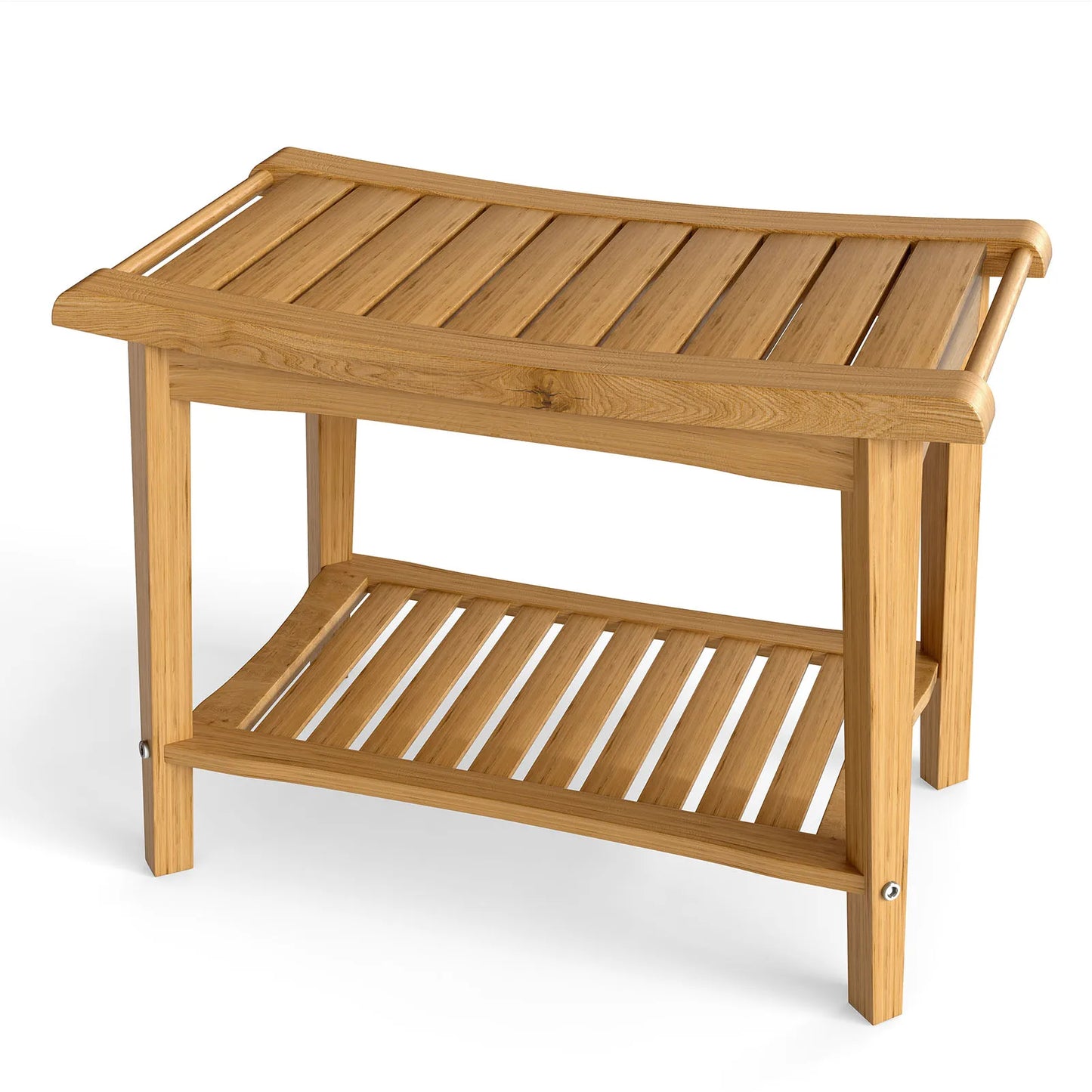 Wood Bath Seat Shower Bench Wood Water Proof Ergonomic Shower Stool with Storage Shelf for Bathroom Spa Wood Shower Chair