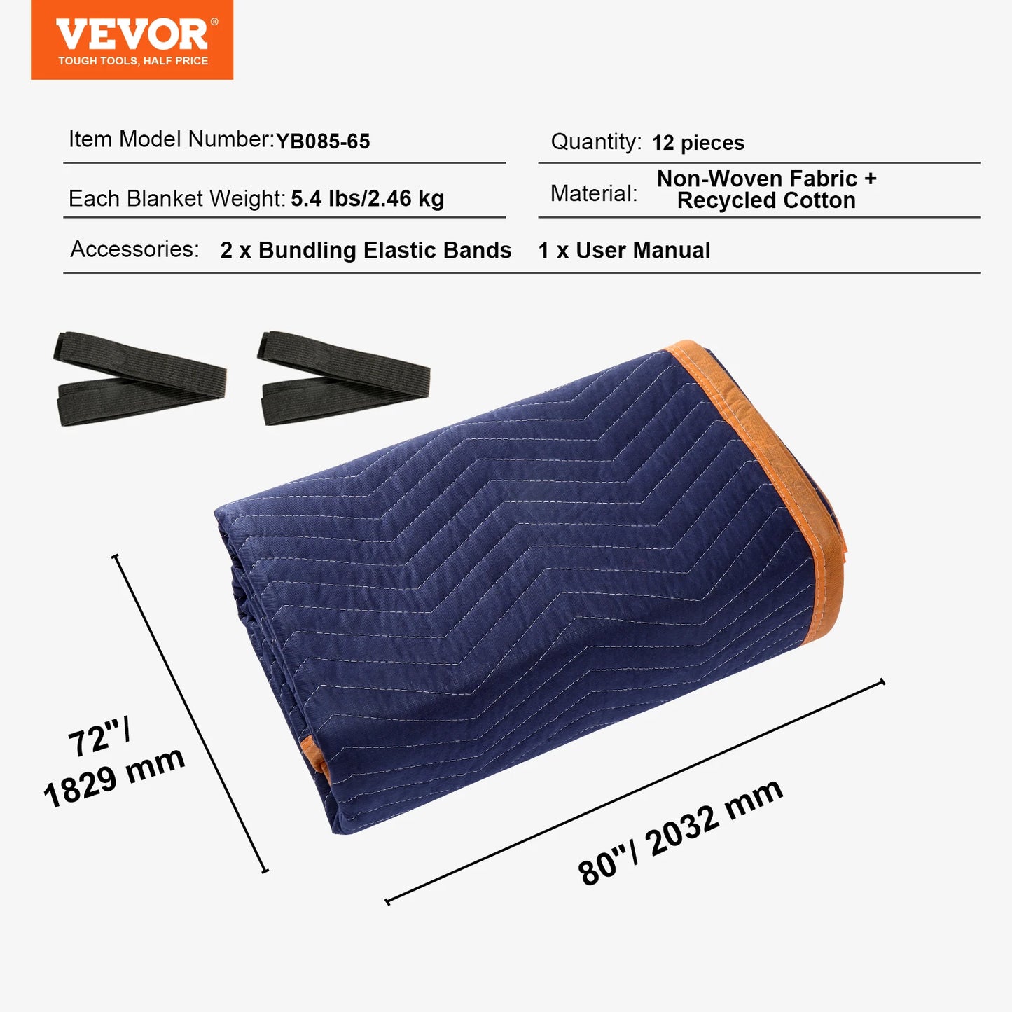 SucceBuy 35/65 lbs Moving Blankets 12 Packs 80" x 72" Packing Blanket Heavy Duty Mover Pads for Protecting Furniture Appliances