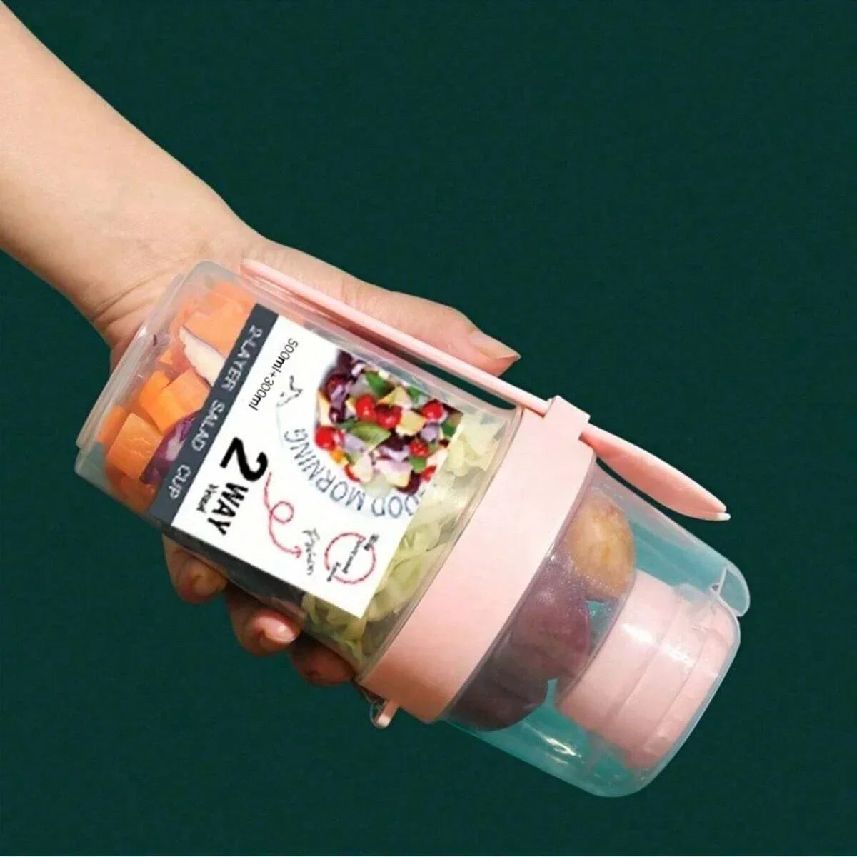 Breakfast on The Go Cups Salad Cup To Go Take and Go Yogurt Cereal Overnight Oats Snack Parfait Containers & Salad Dressing Ho