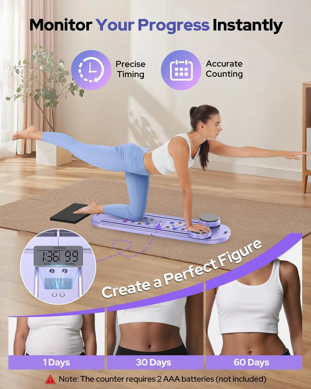 Foldable Pilates Reformer Set 7 in 1 Multi-Purpose pilates equipment  Rayspace Portable Ab Core Trainer Pilates Board