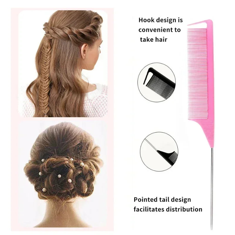 10Pcs Hair Styling Comb Set Rat Tail Edge Brush Braid Loop Tool Household Salon Hair Grooming Accessory