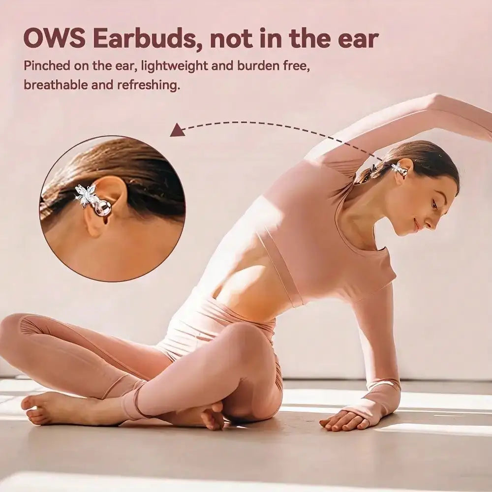 NEW  Wireless Open-Ear Headphones, 2025 OWS Clip-On Earphones, Butterfly Earring Headphones, Pure Stereo Sound, Suitable For Sports/Outdoor And Multi-Scenarios, Wireless Earphones, Clip-On Earphones, Travel Earphones, Fashion