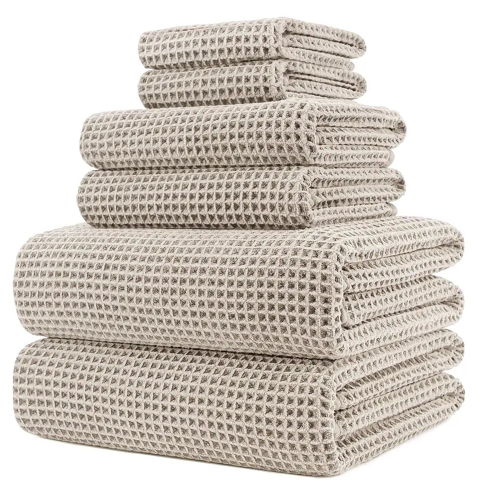 Quick-Dry Soft Bath Towel Set – 6-Piece Textured, Lightweight & Breathable Towels for Bath, Spa, Gym & Home Use | Highly Absorbe