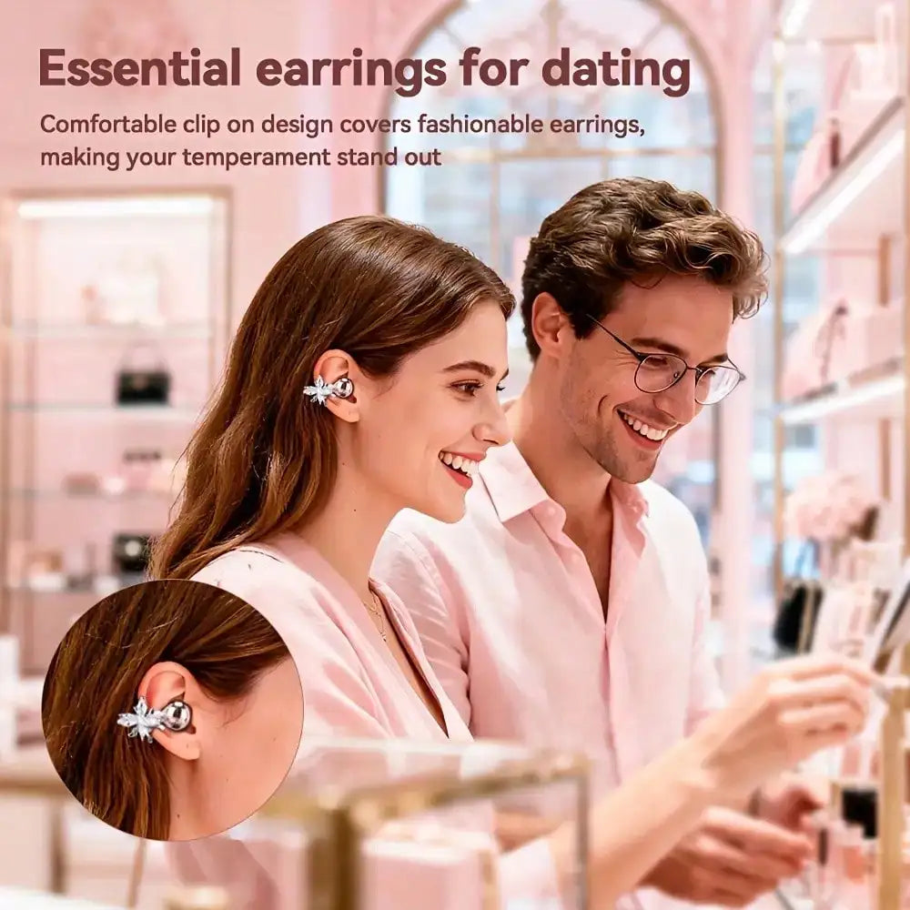 NEW  Wireless Open-Ear Headphones, 2025 OWS Clip-On Earphones, Butterfly Earring Headphones, Pure Stereo Sound, Suitable For Sports/Outdoor And Multi-Scenarios, Wireless Earphones, Clip-On Earphones, Travel Earphones, Fashion