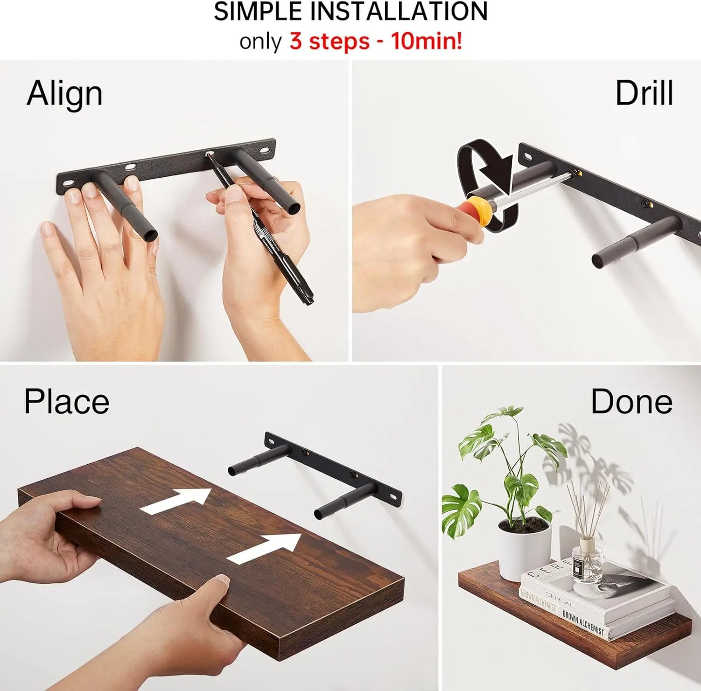 Floating Shelves Bathroom for Wall – Shelf Over Toilet Farmhouse Rustic Wood for Bedroom, Kitchen, or