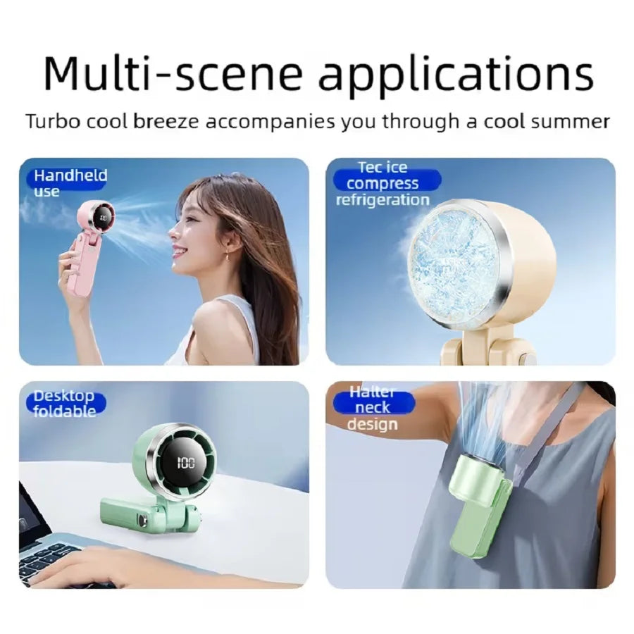 Portable handheld fan, 5 wind speed settings, 5000mAh long battery life, USB rechargeable fan, a top choice for holiday gifts