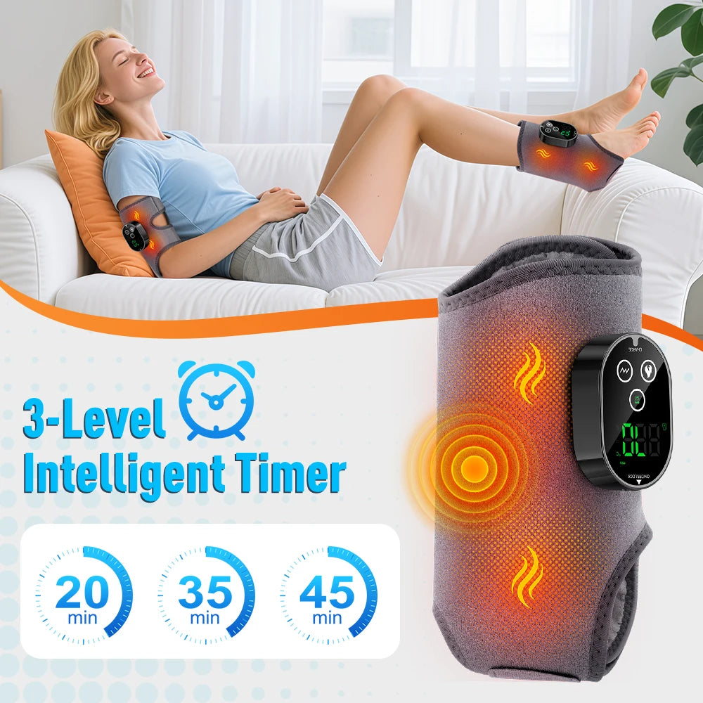 3-in-1 Cordless Heated Ankle Massager with Extension Strap, for Right Left Foot,Electric Massage Vibrating Sole Wrap,Joint Relax