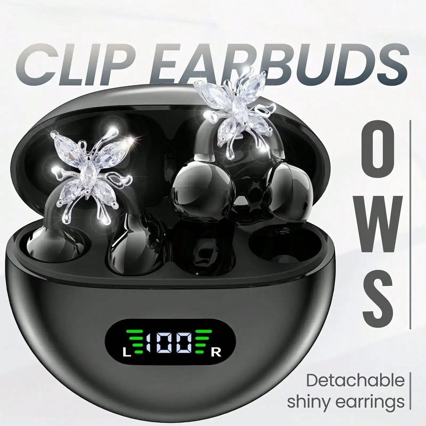 NEW  Wireless Open-Ear Headphones, 2025 OWS Clip-On Earphones, Butterfly Earring Headphones, Pure Stereo Sound, Suitable For Sports/Outdoor And Multi-Scenarios, Wireless Earphones, Clip-On Earphones, Travel Earphones, Fashion