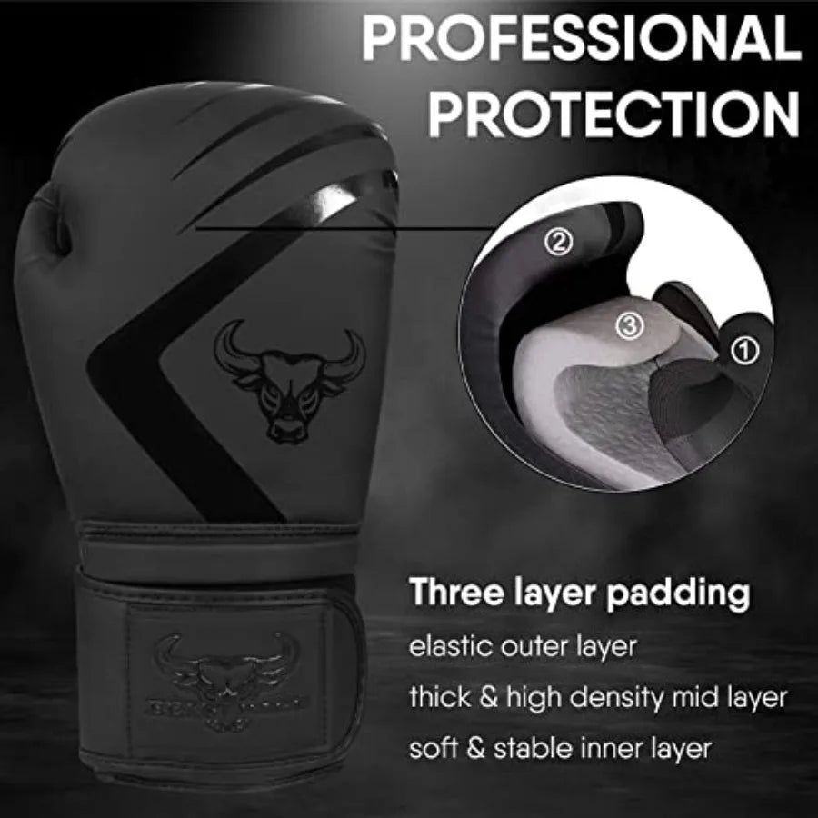 Boxing Gloves Muay Thai Kickboxing MMA Fight Bag Training Punch Hitting Workout Men Women Sparring Fitness Mitts Heavy Padded M