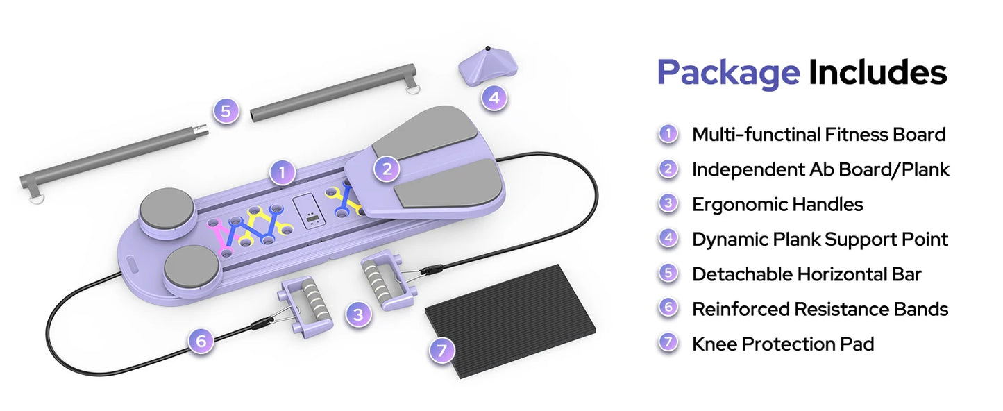 Foldable Pilates Reformer Set 7 in 1 Multi-Purpose pilates equipment  Rayspace Portable Ab Core Trainer Pilates Board