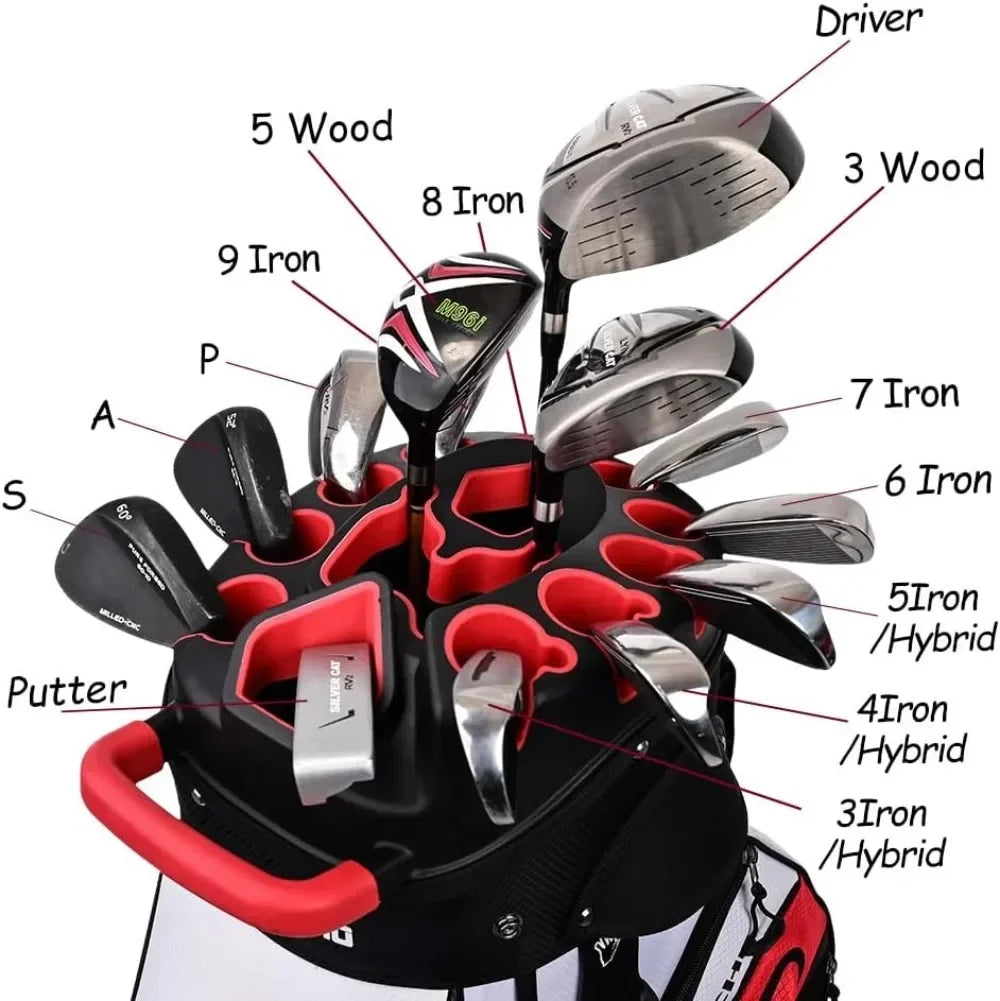Bestseller14-Way Golf Cart Bag with Quiet Club Lock, Extra Storage, Rain Cover & Durable Design for Men
