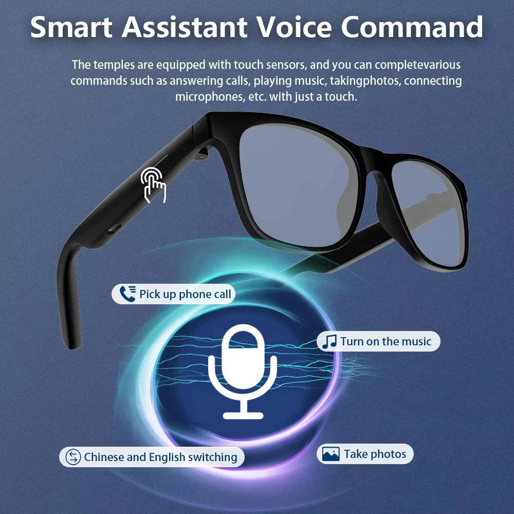Lenovo Remote Control Touch Smart AI Glasses 8K HD Camera Recording Translator Voice Assistant Music Bluetooth5.4 Men Sunglasses