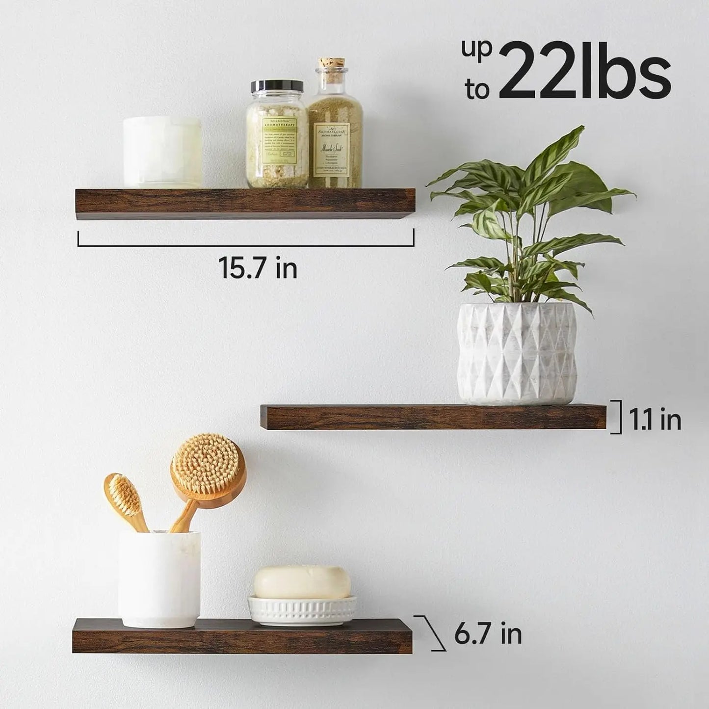 Floating Shelves Bathroom for Wall – Shelf Over Toilet Farmhouse Rustic Wood for Bedroom, Kitchen, or