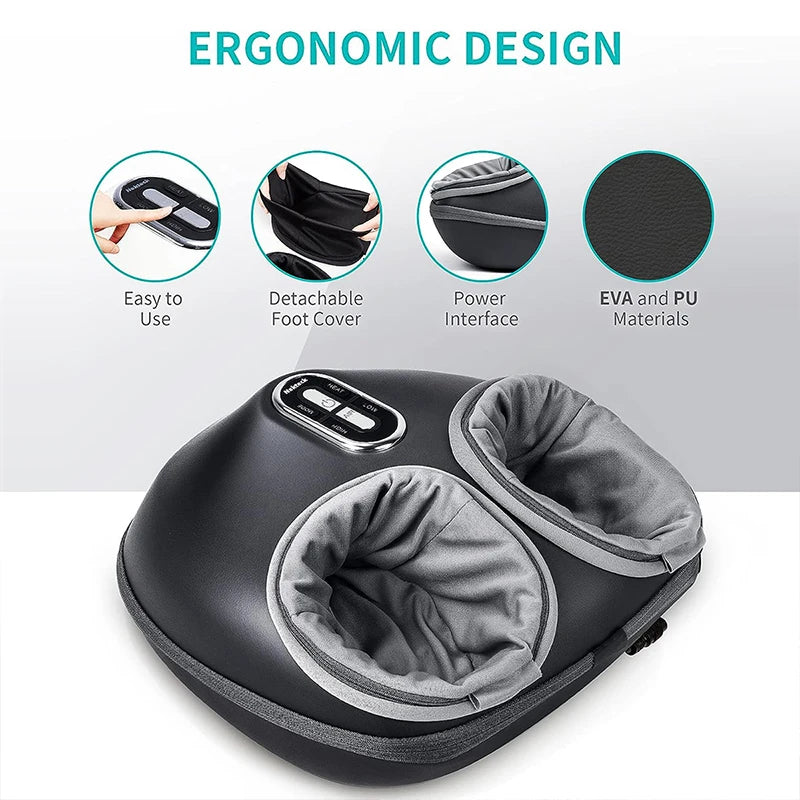 Nekteck Foot Massager Electric Machine Air Compression Heating Therapy Shiatsu Knead Roller Muscle Relaxation Pain Relief