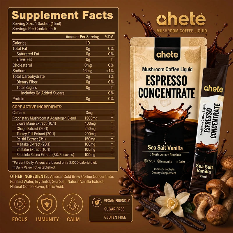 AHETE Mushroom Coffee Liquid Espresso Concentrate
