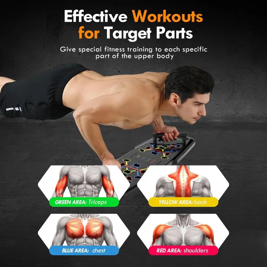 Push Up Board,Home Gym,Portable Exercise Equipment,Pilates Bar and 20 Fitness Accessories with Resistance Bands and Ab Roller Wh